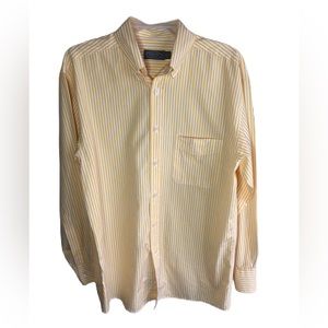 Talbots Mens 100% Cotton Yellow Stripe Button Down Dress Shirt Size S